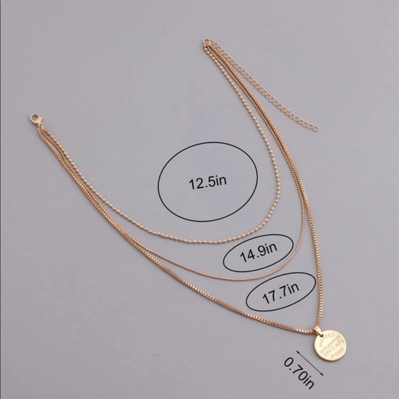 Gorgeous Pendant Charm Triple Layer Box & Ball Chain Gold three layered necklace - Picture 4 of 5